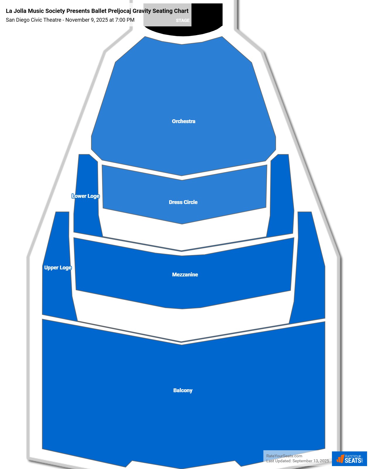 La Jolla Music Society Presents Ballet Preljocaj Gravity seating chart San Diego Civic Theatre