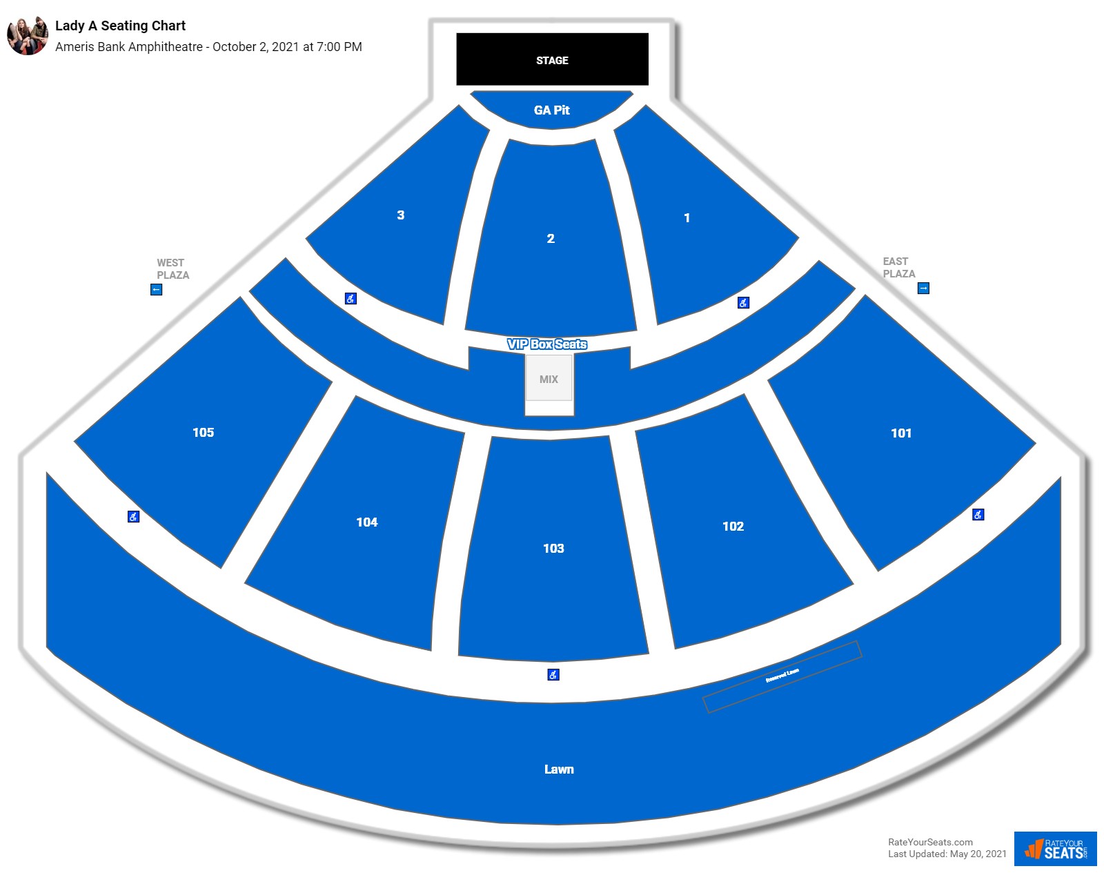 Lady A seating chart Ameris Bank Amphitheatre