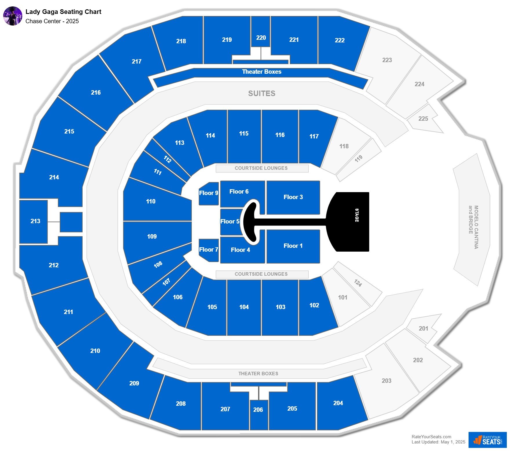 Lady Gaga seating chart Chase Center