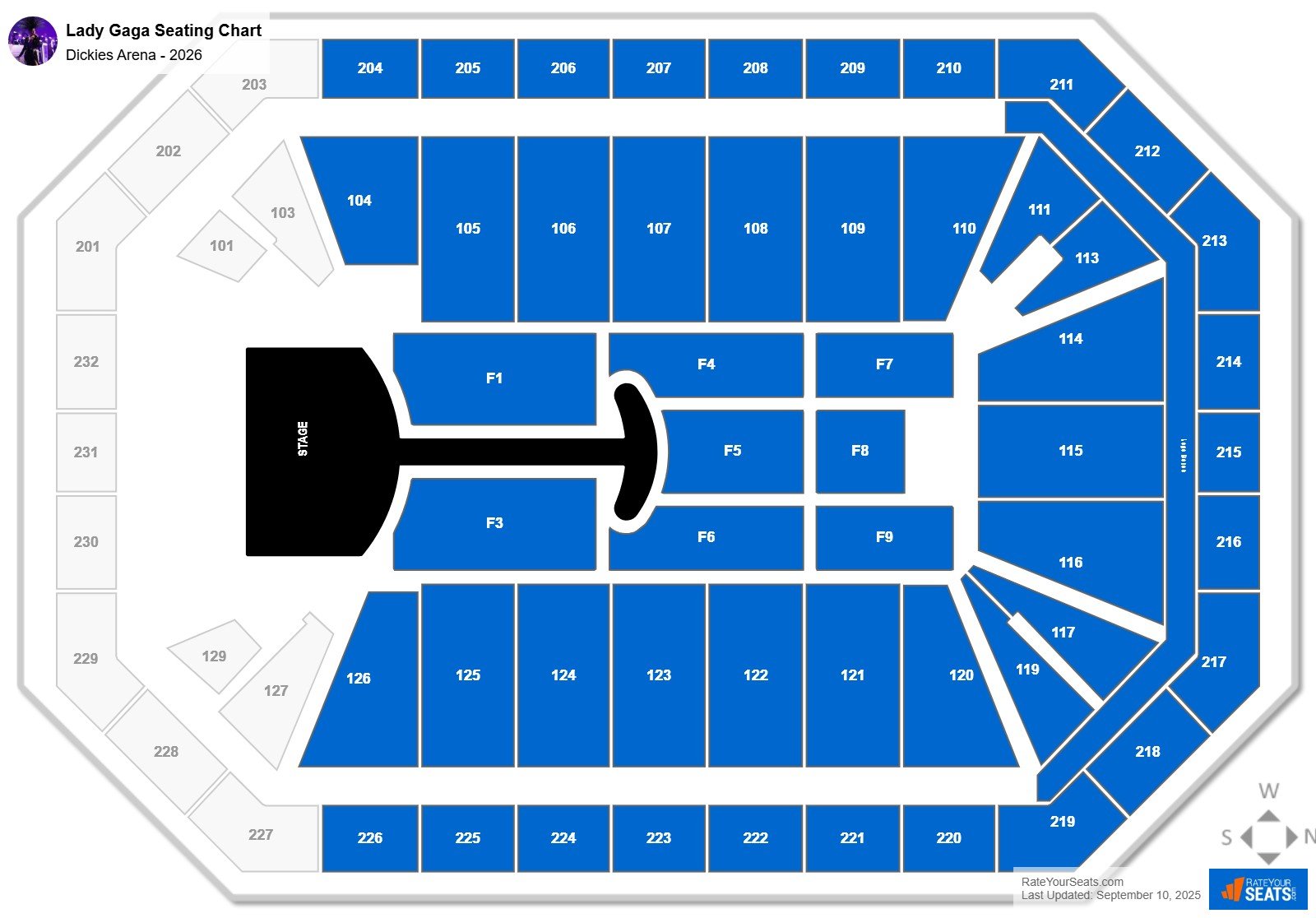 Lady Gaga seating chart Dickies Arena