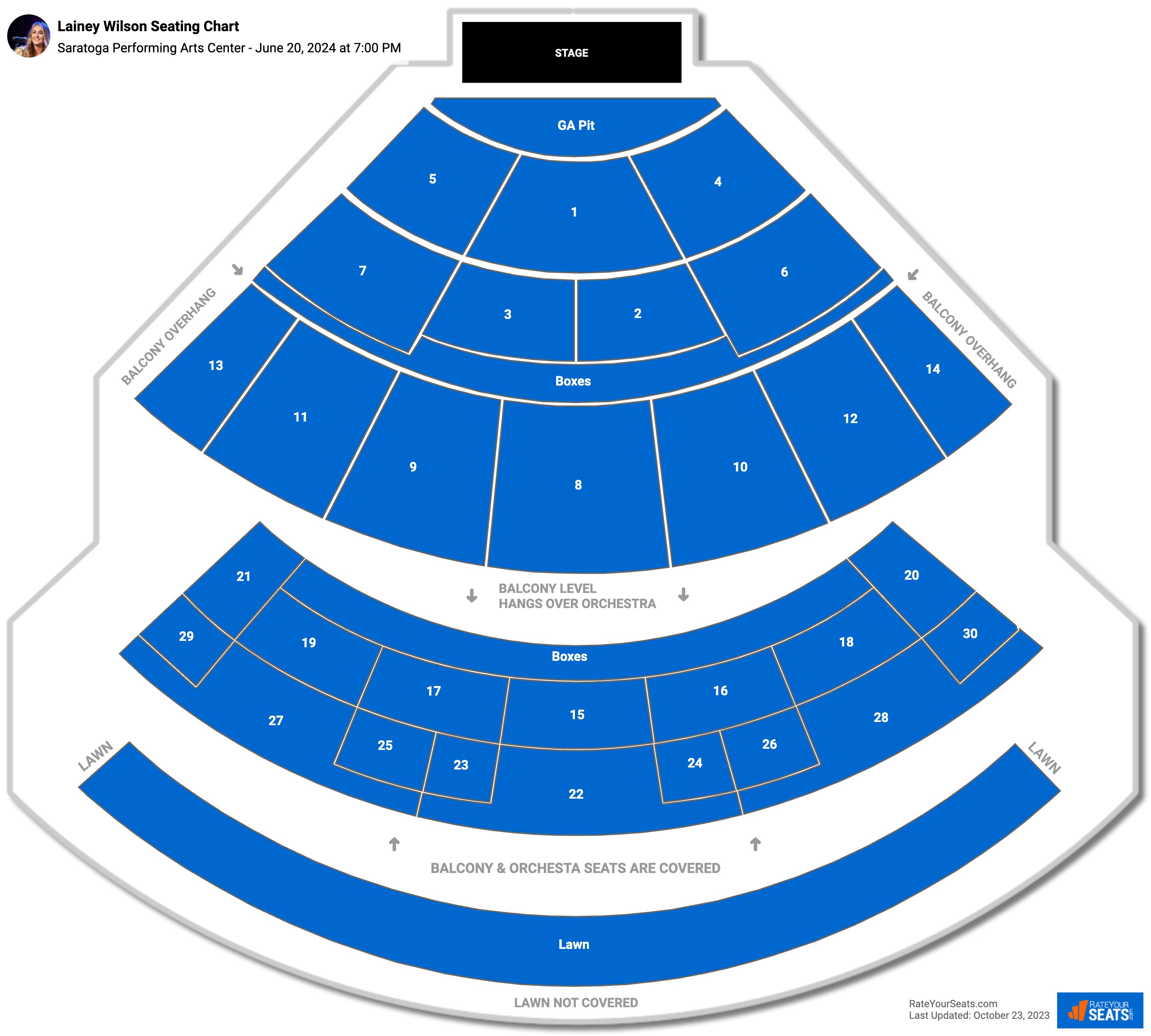 Saratoga Performing Arts Center Seating Chart - RateYourSeats.com