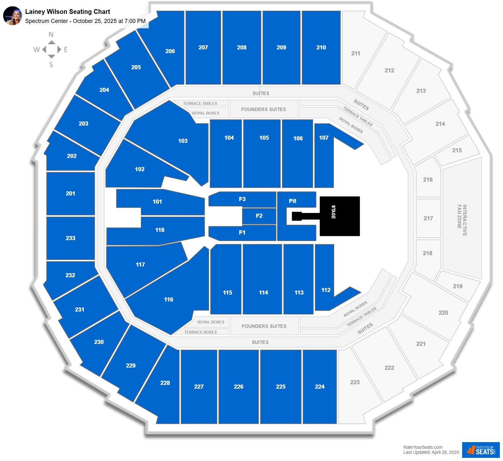 Lainey Wilson seating chart Spectrum Center
