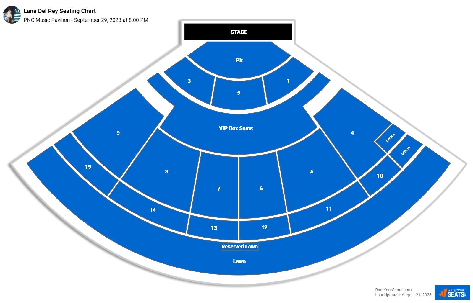 PNC Music Pavilion Seating Chart