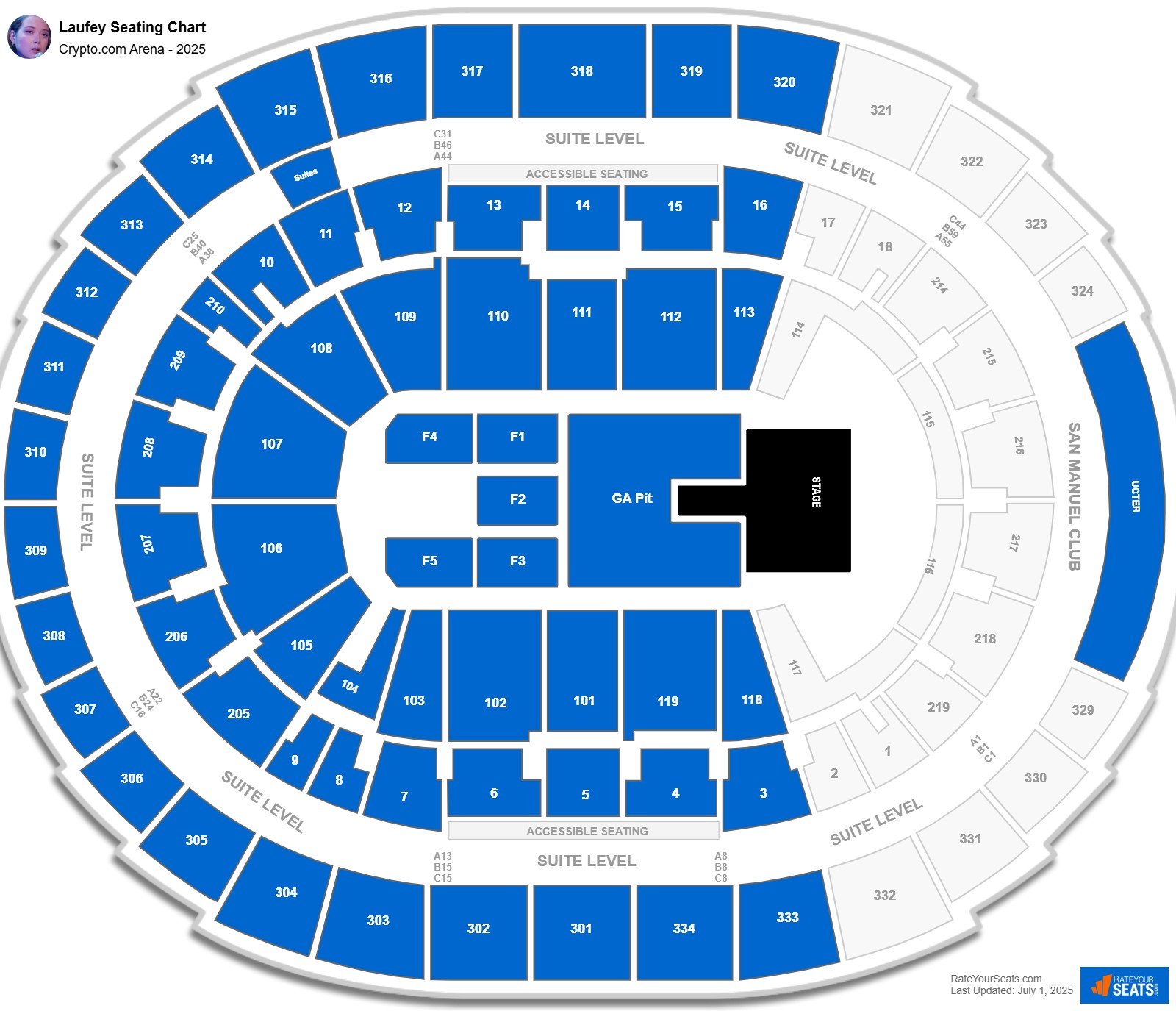 Laufey seating chart Crypto.com Arena