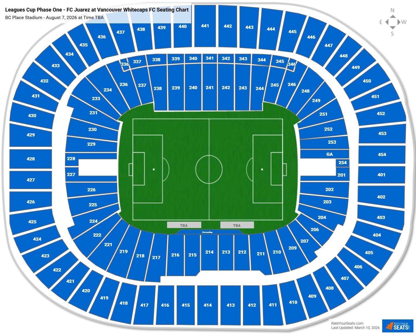 Leagues Cup Phase One - FC Juarez at Vancouver Whitecaps FC seating chart BC Place Stadium