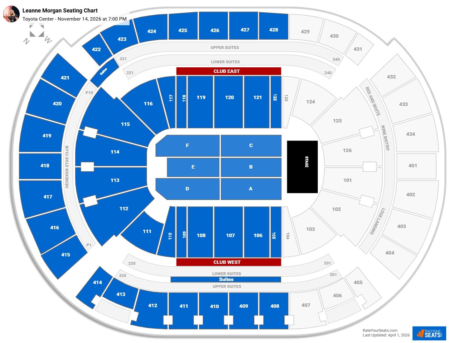 Leanne Morgan seating chart Toyota Center