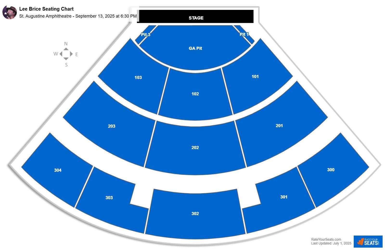 Lee Brice seating chart St. Augustine Amphitheatre