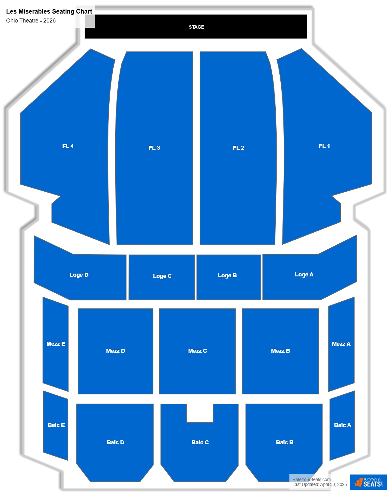 Les Miserables seating chart Ohio Theatre