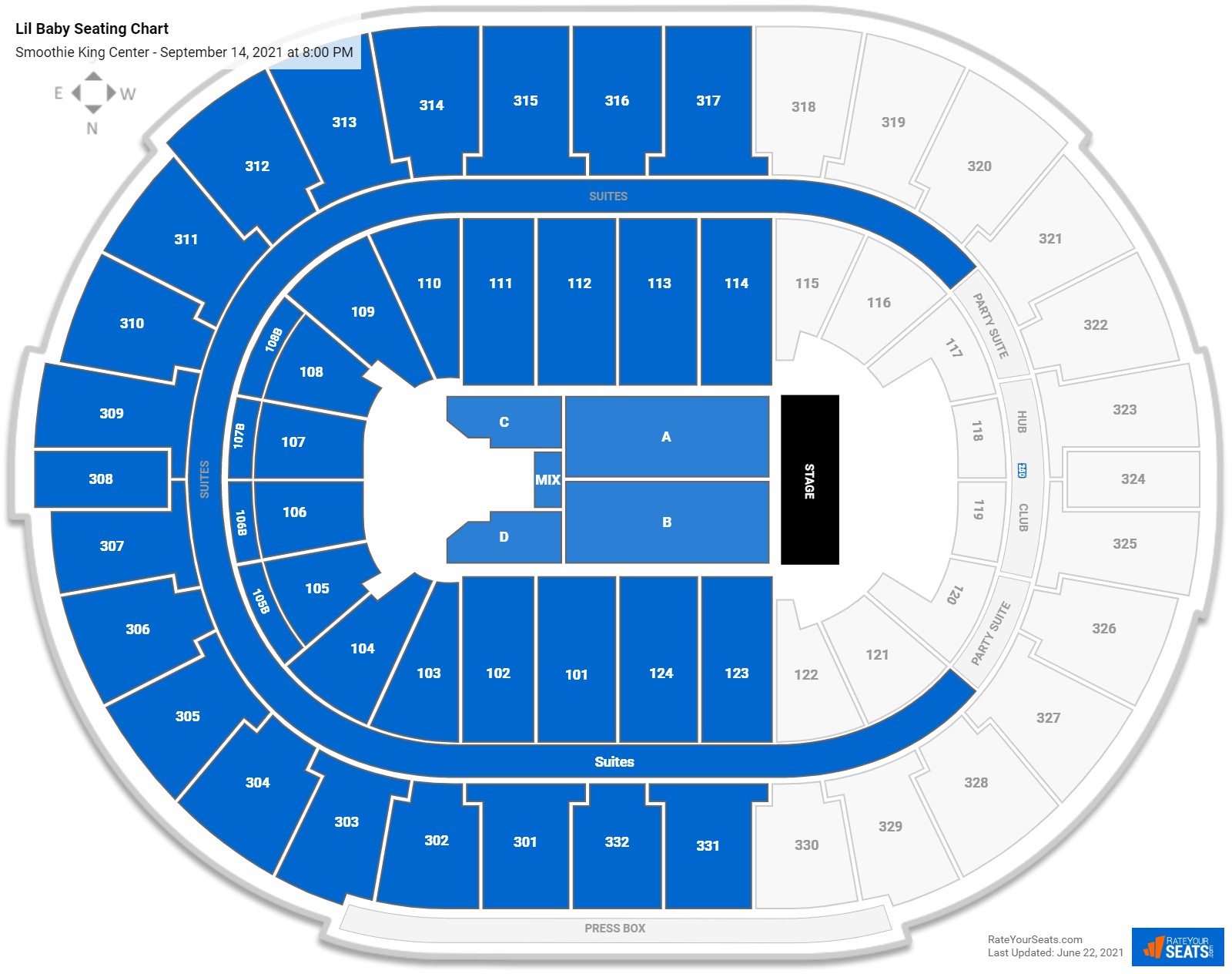 Smoothie King Center Seating Charts for Concerts