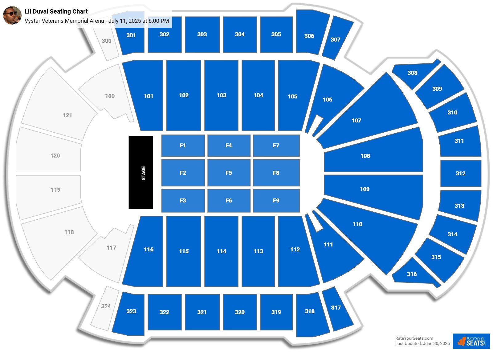Lil Duval seating chart Vystar Veterans Memorial Arena
