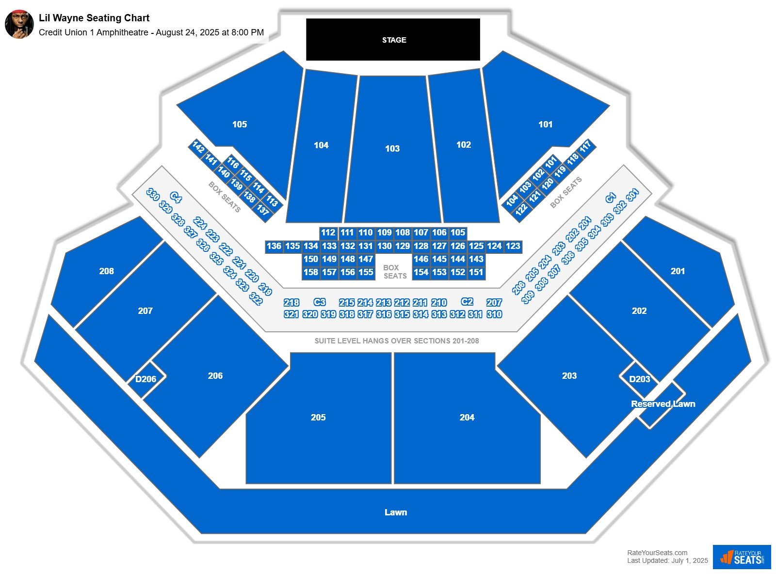 Lil Wayne seating chart Credit Union 1 Amphitheatre