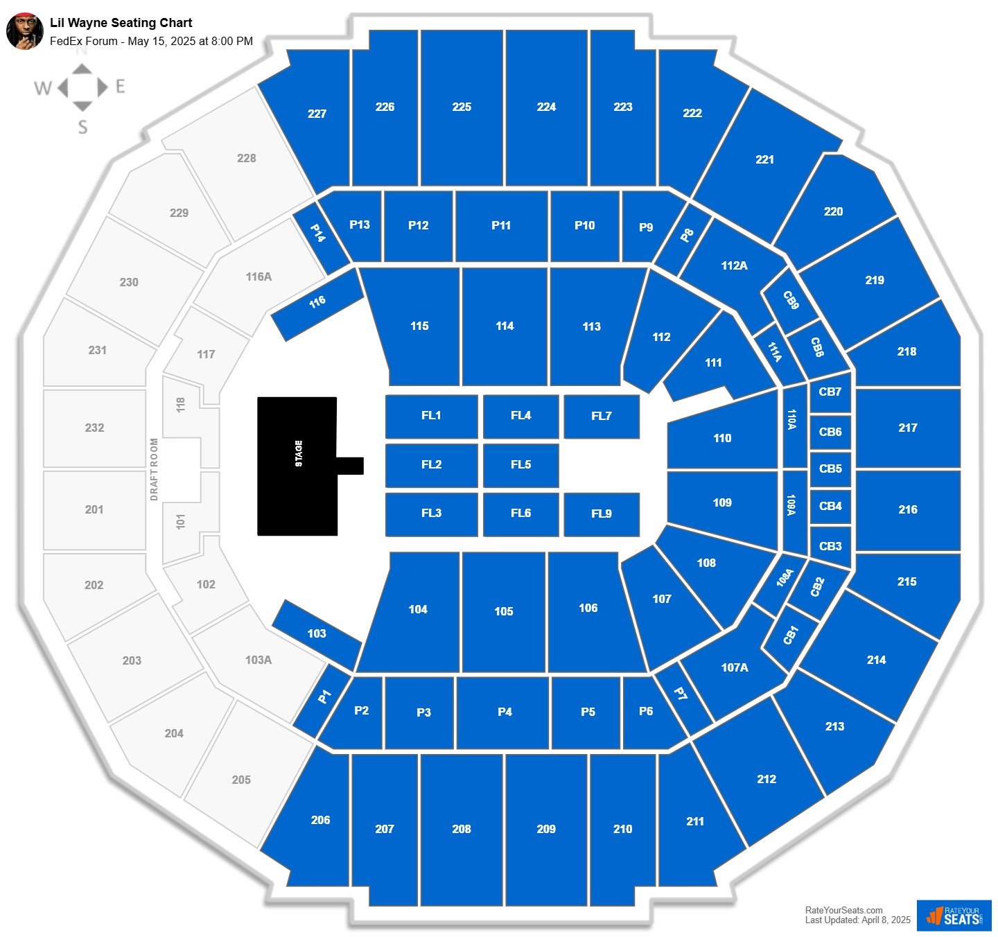 Lil Wayne seating chart FedEx Forum
