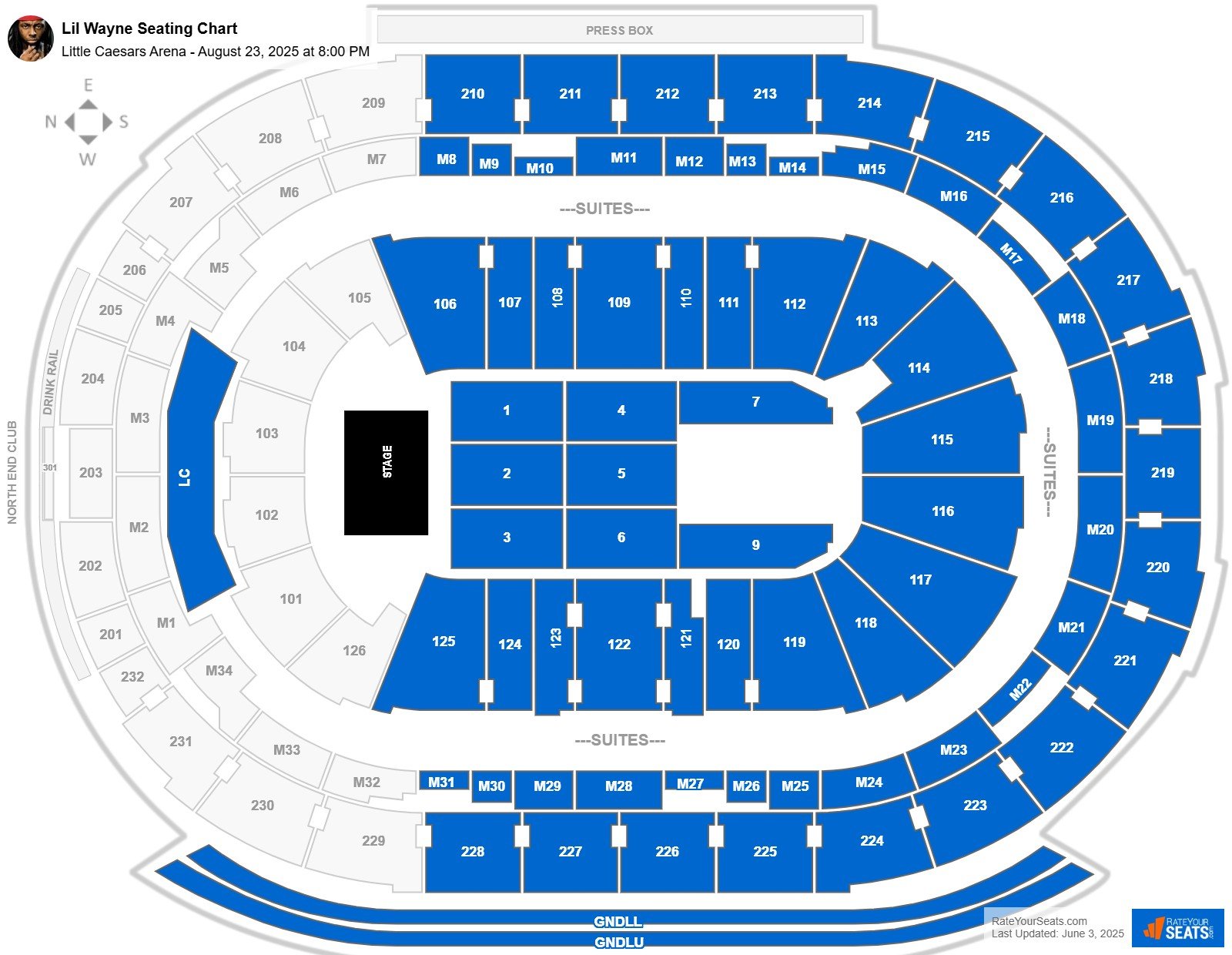 Lil Wayne seating chart Little Caesars Arena