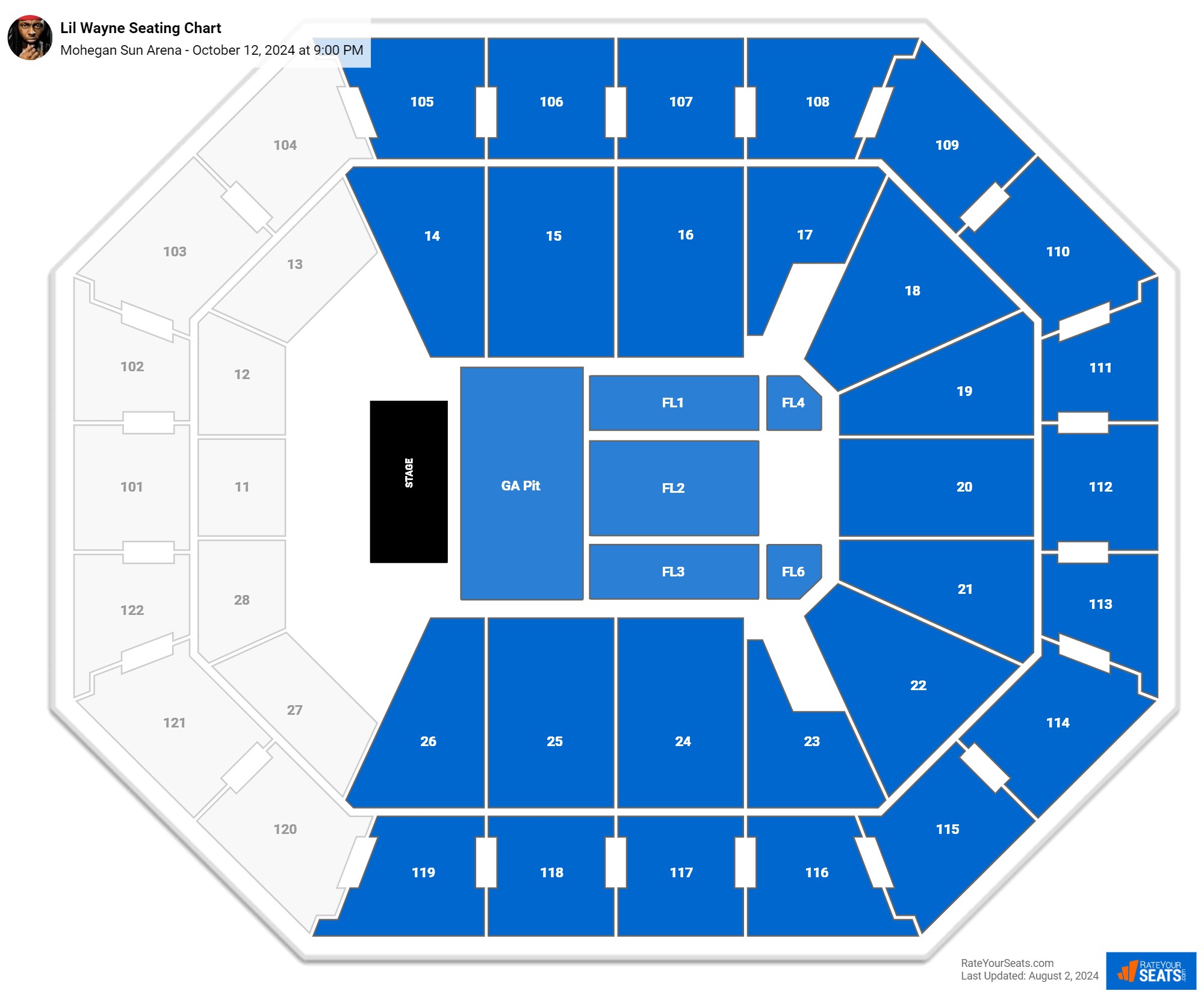 Mohegan Sun Arena Concert Seating Chart - RateYourSeats.com