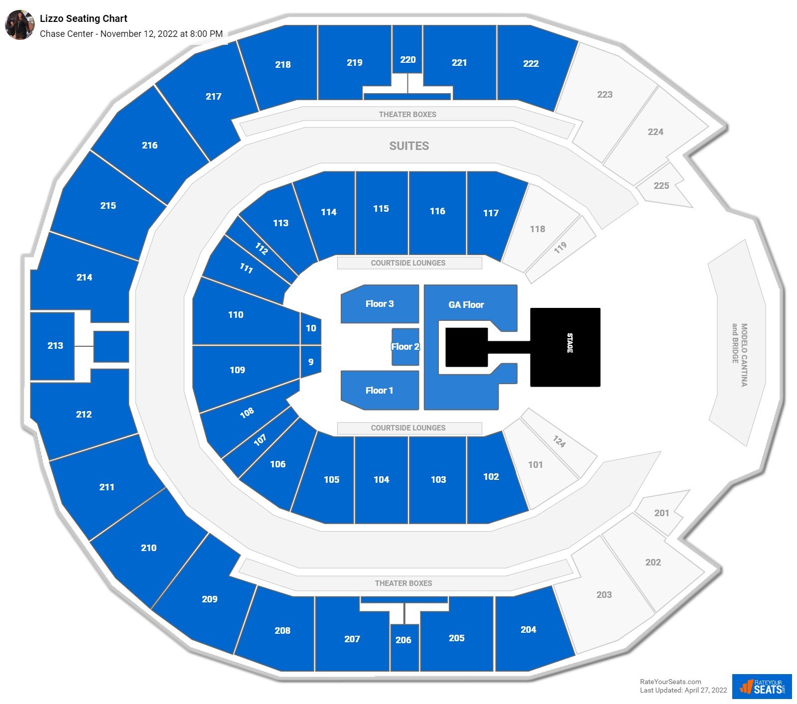 Chase Center Concert Seating Chart