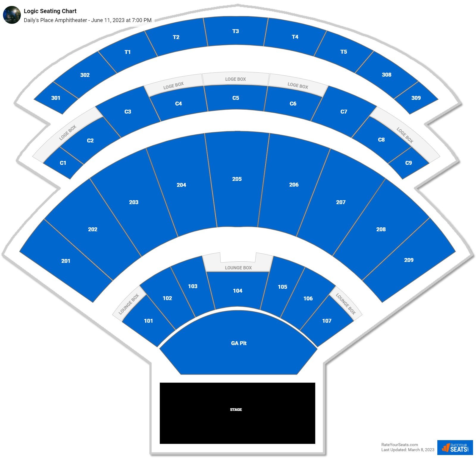 Daily's Place Amphitheater Seating Chart - RateYourSeats.com