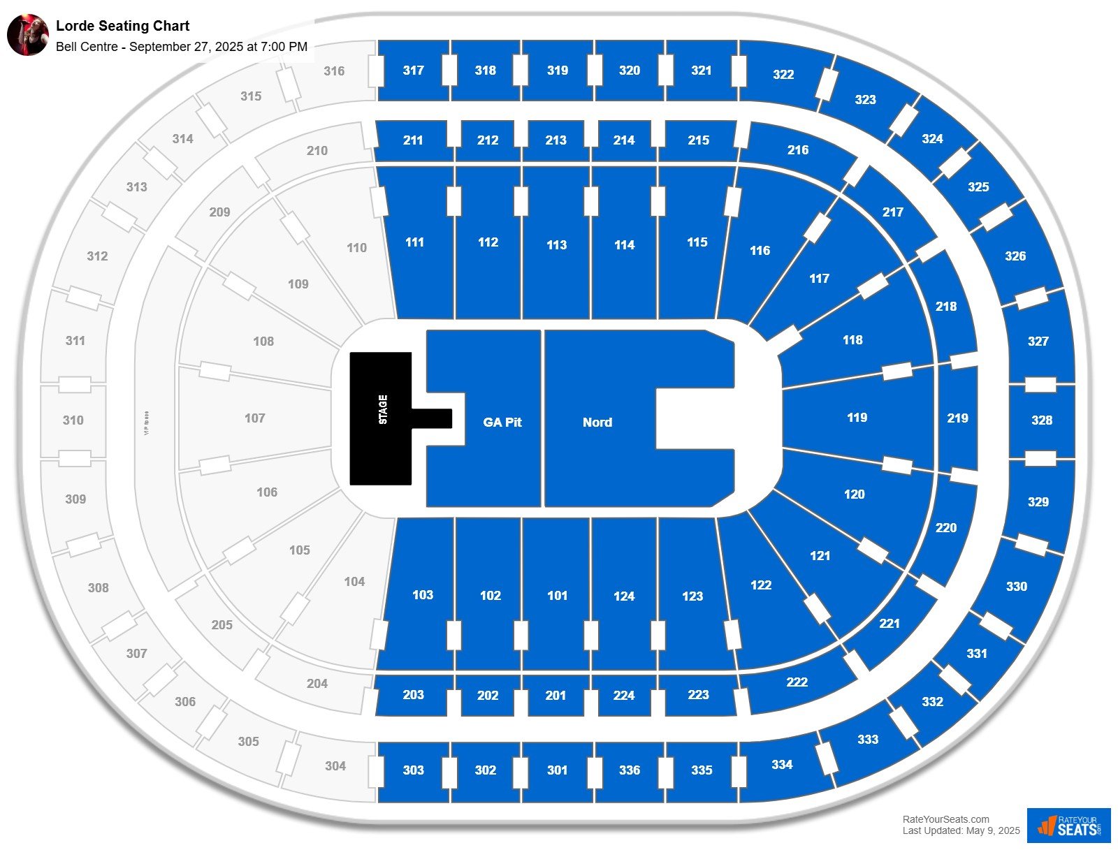 Lorde seating chart Bell Centre