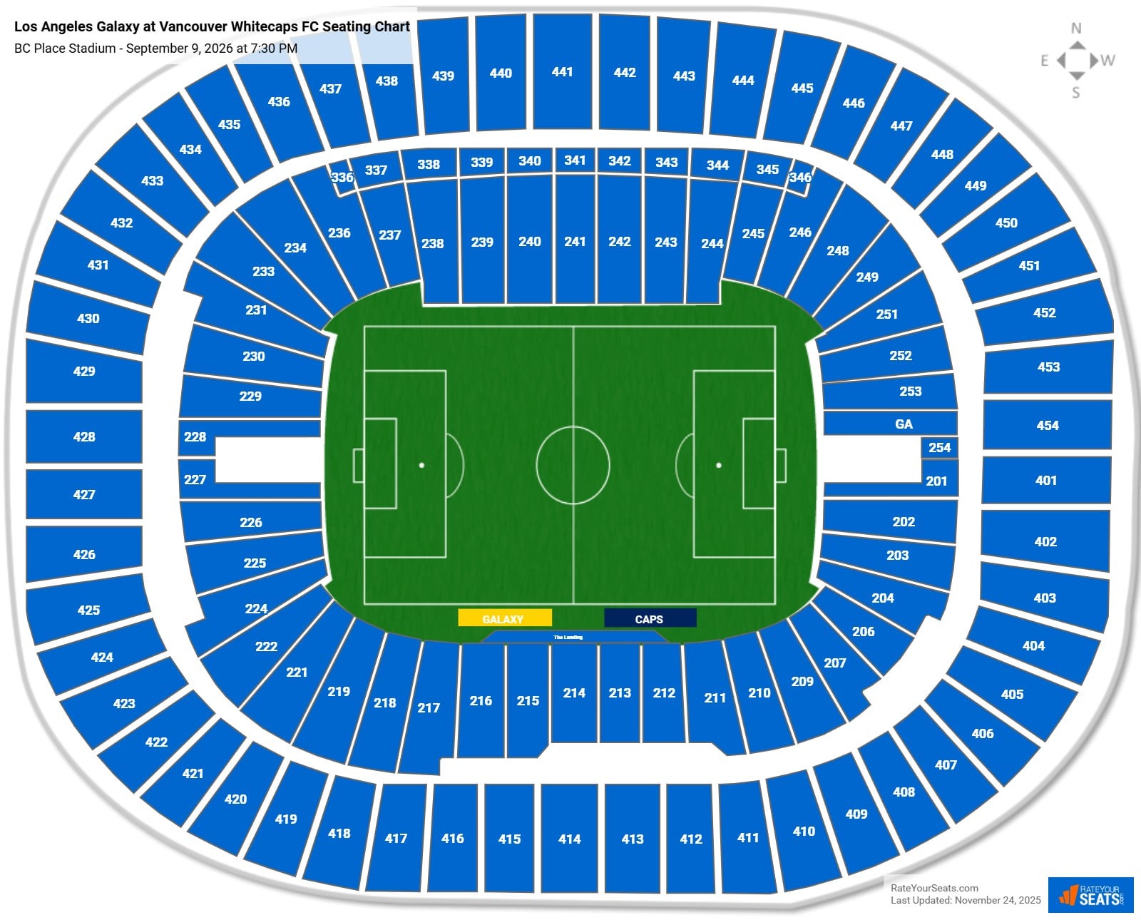 Los Angeles Galaxy at Vancouver Whitecaps FC seating chart BC Place Stadium