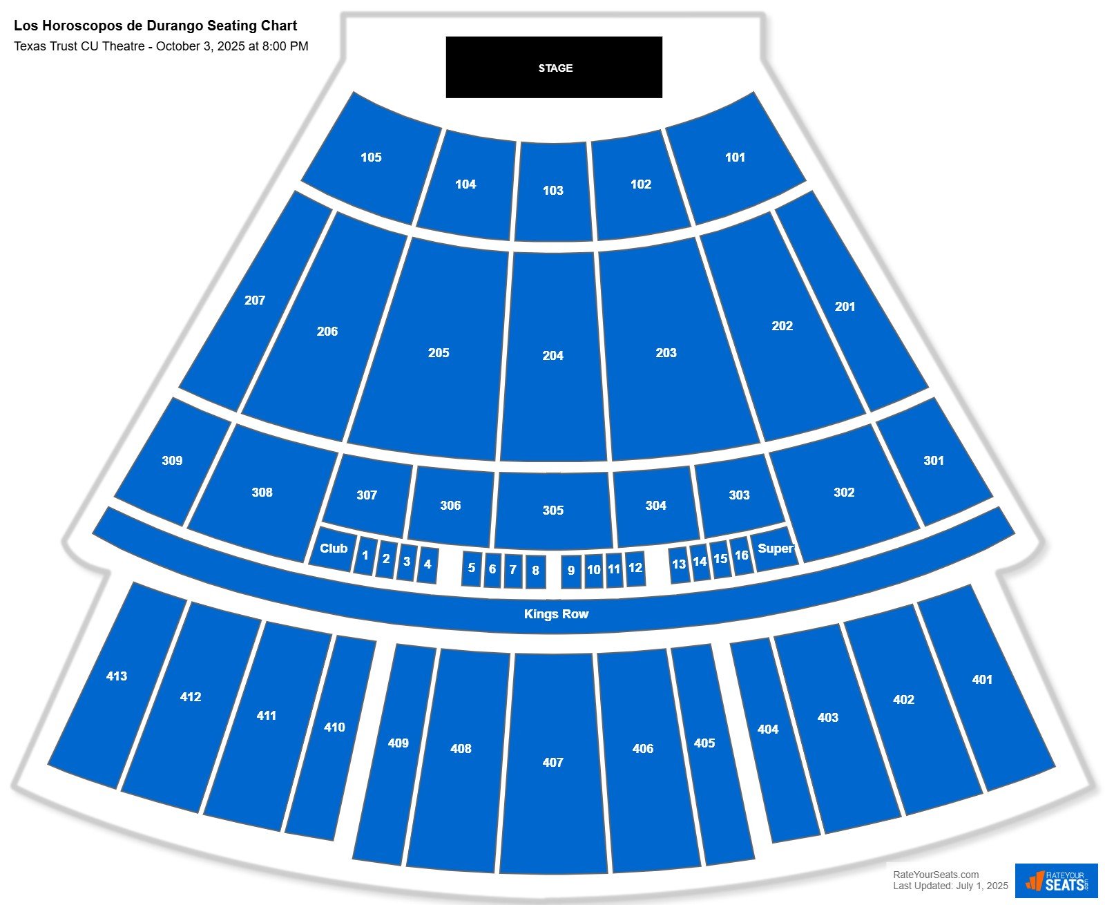 Los Horoscopos de Durango seating chart Texas Trust CU Theatre