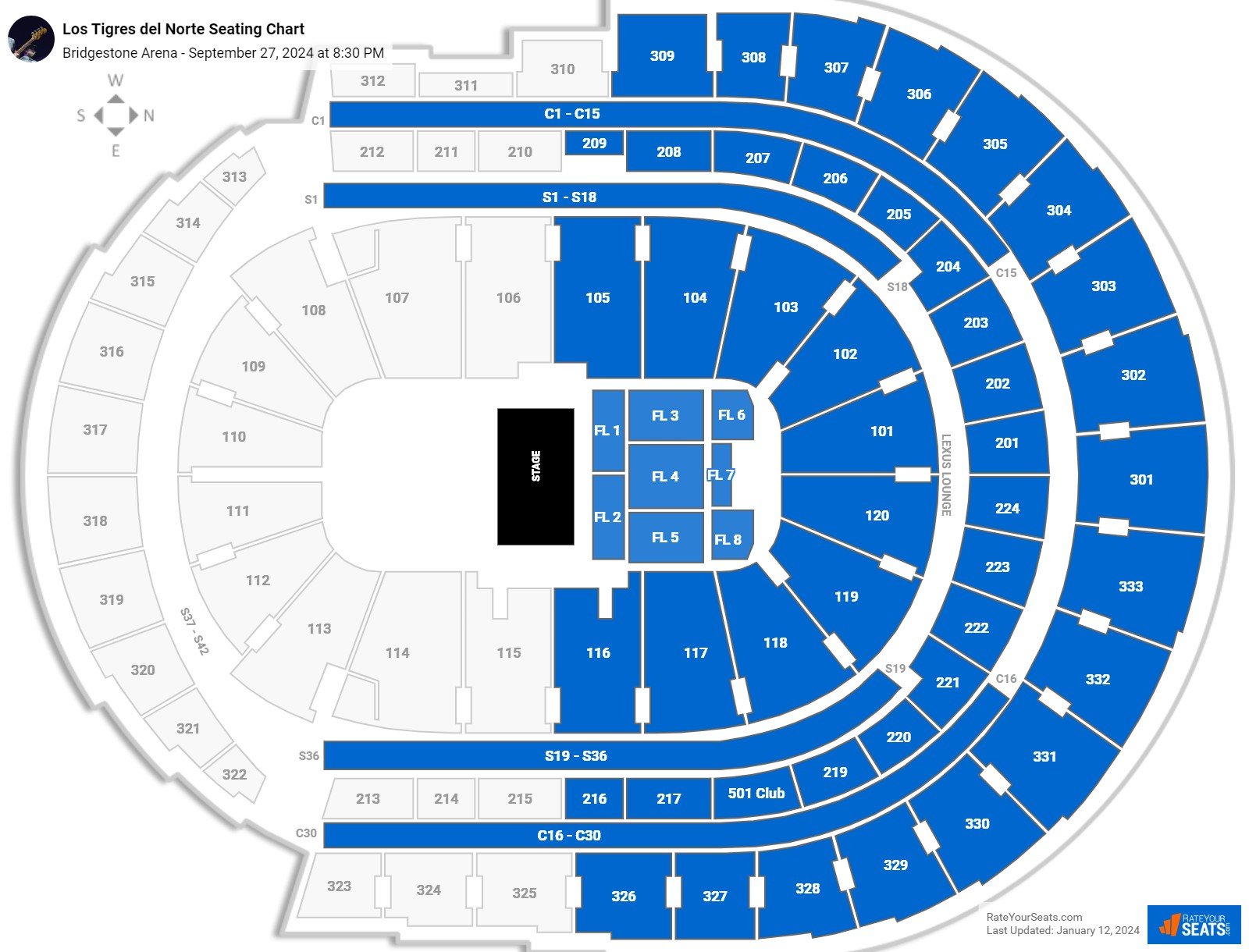 Bridgestone Arena Concert Seating Chart - RateYourSeats.com