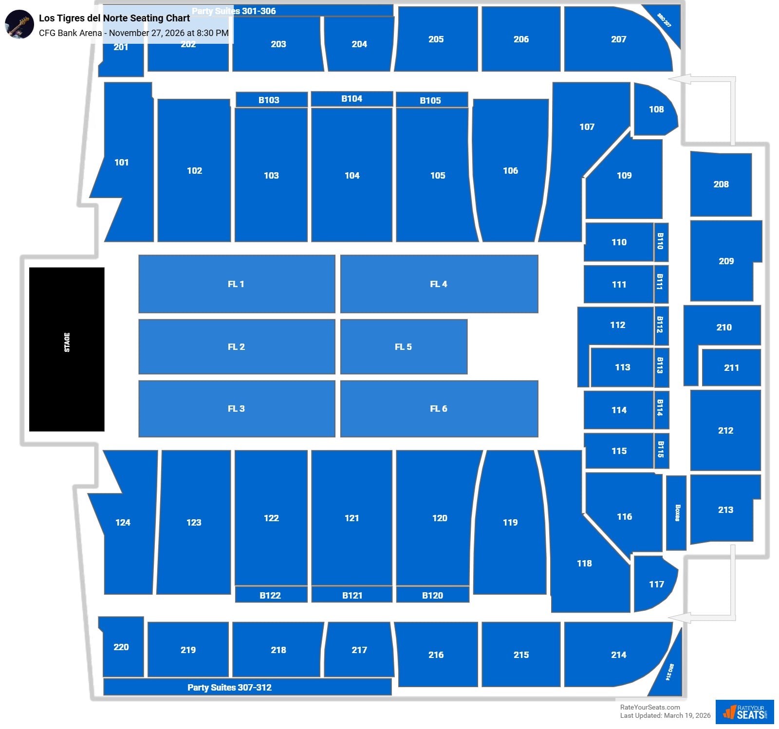 Los Tigres del Norte seating chart CFG Bank Arena