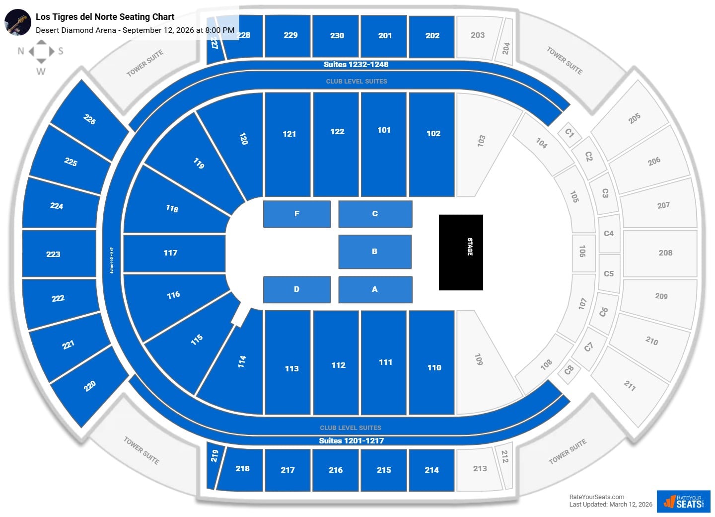 Los Tigres del Norte seating chart Desert Diamond Arena