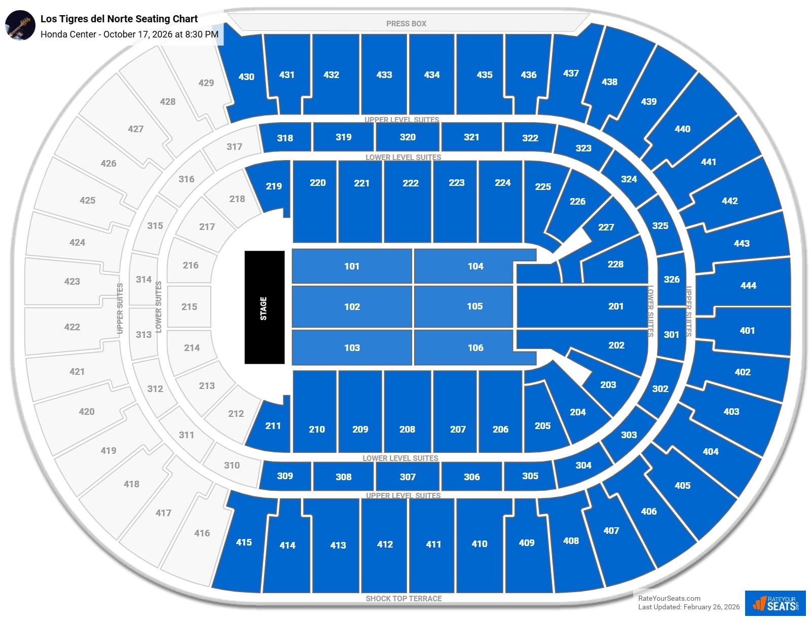 Los Tigres del Norte seating chart Honda Center