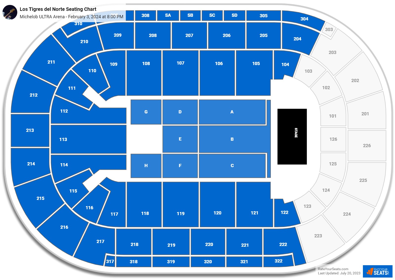 Michelob ULTRA Arena Concert Seating Chart - RateYourSeats.com