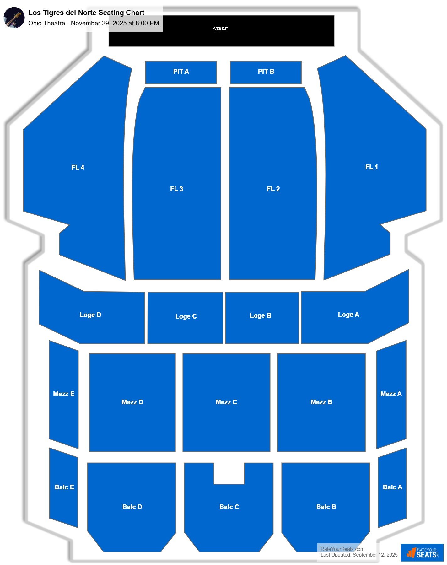 Los Tigres del Norte seating chart Ohio Theatre