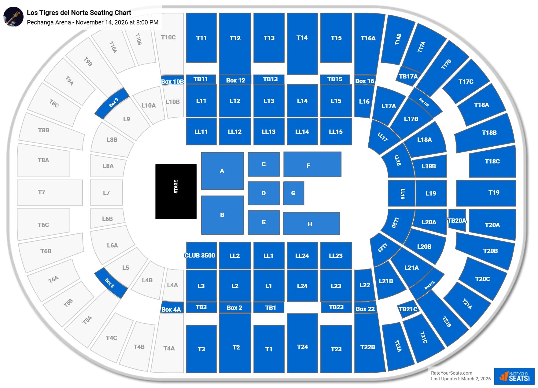 Los Tigres del Norte seating chart Pechanga Arena