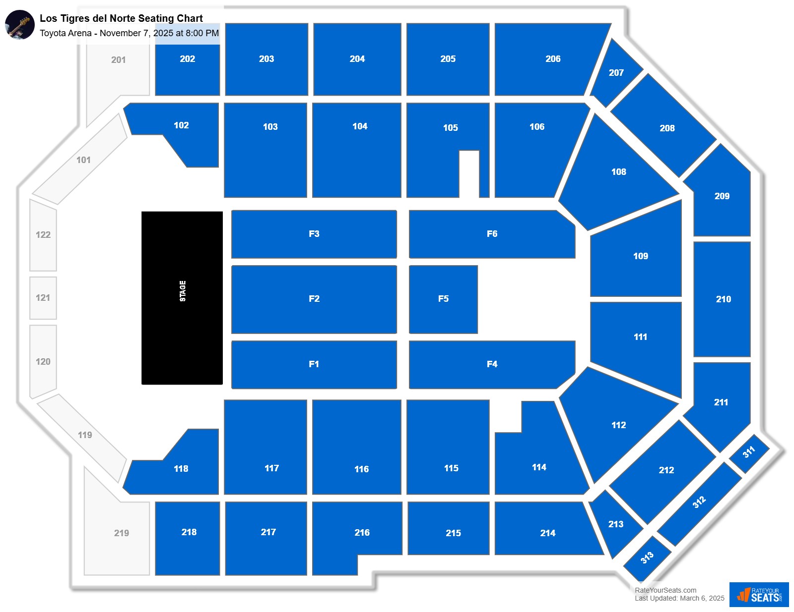 Los Tigres del Norte seating chart Toyota Arena