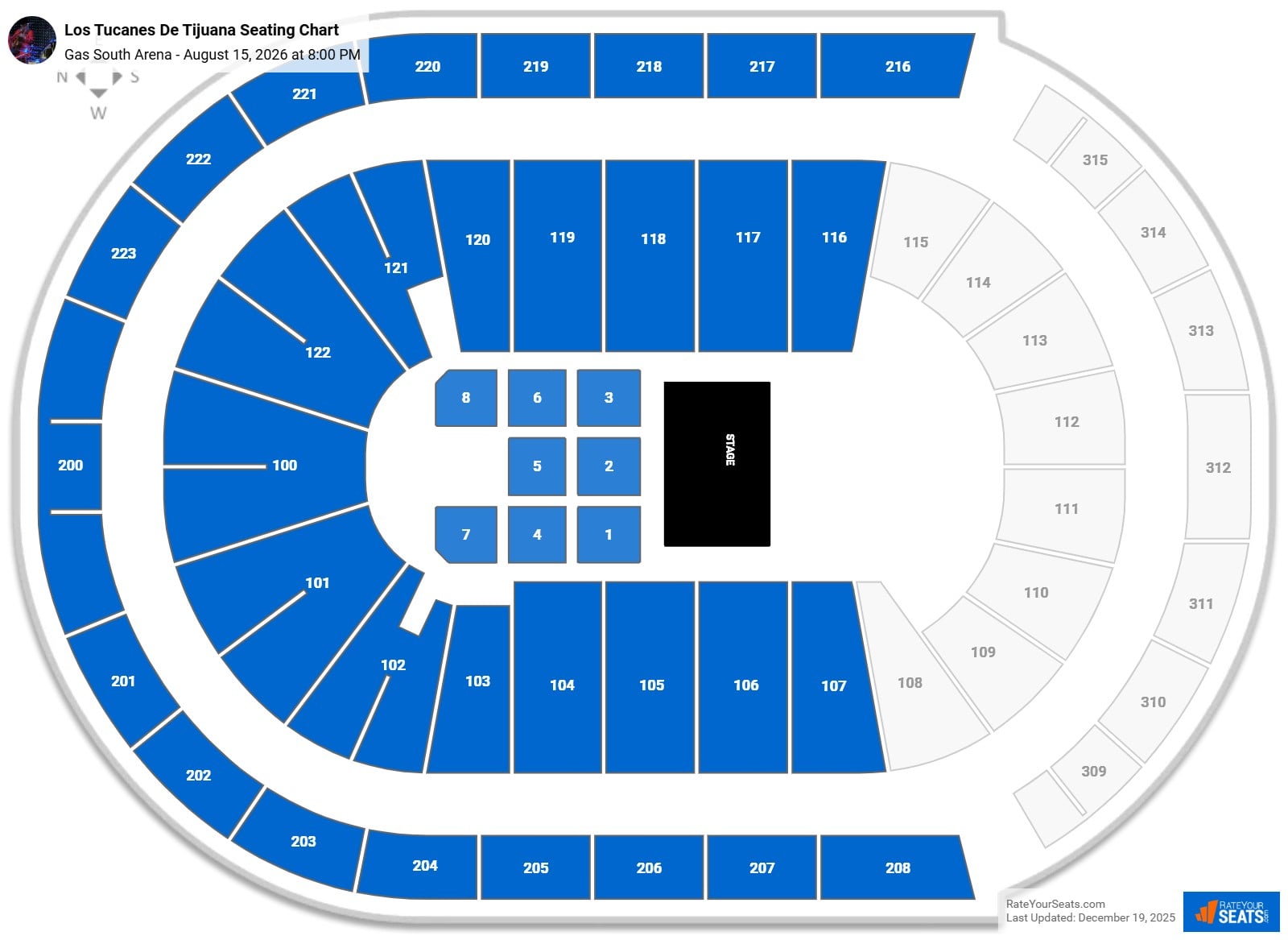 Los Tucanes De Tijuana seating chart Gas South Arena