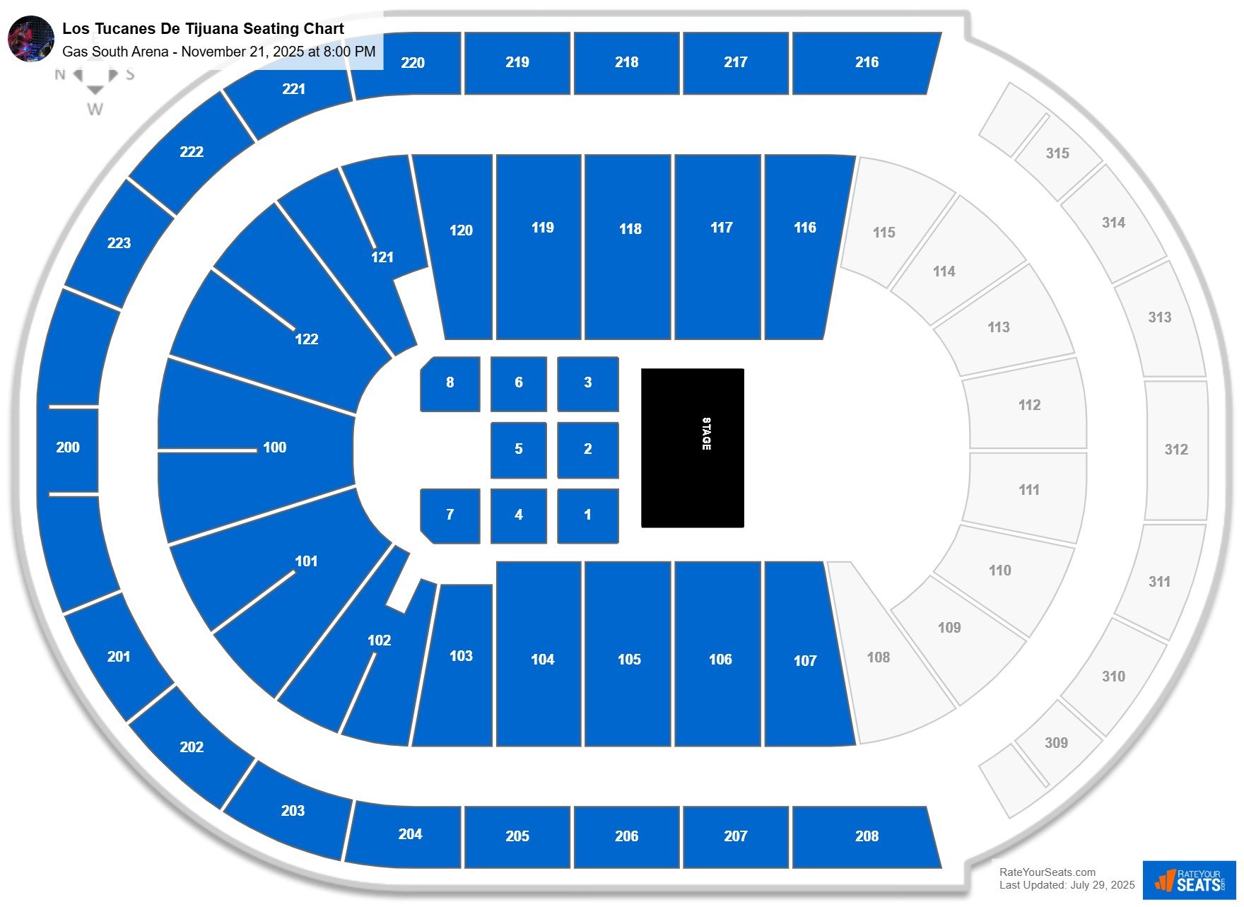 Los Tucanes De Tijuana seating chart Gas South Arena