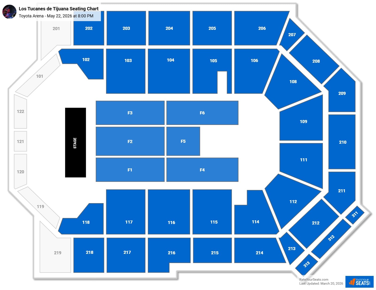 Los Tucanes de Tijuana seating chart Toyota Arena