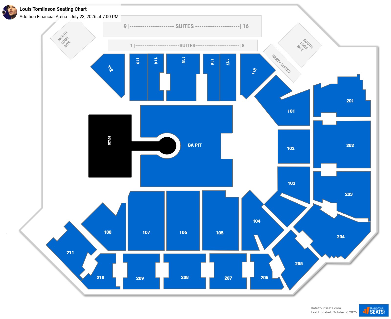 Louis Tomlinson seating chart Addition Financial Arena