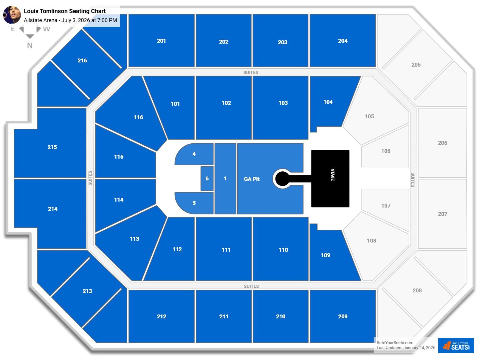 Louis Tomlinson seating chart Allstate Arena