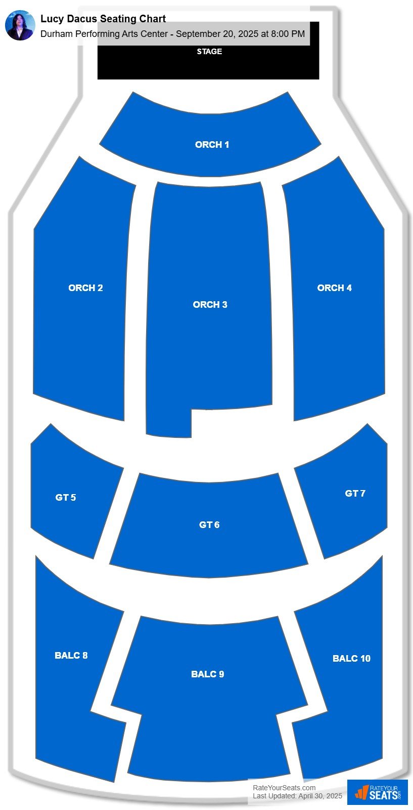 Lucy Dacus seating chart Durham Performing Arts Center