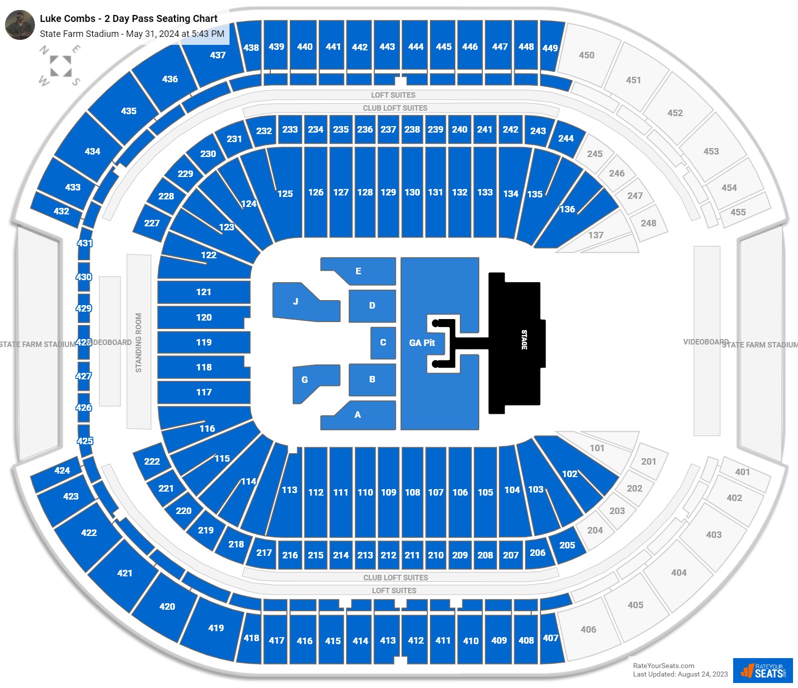 State Farm Stadium Concert Seating Chart Rateyourseats Com