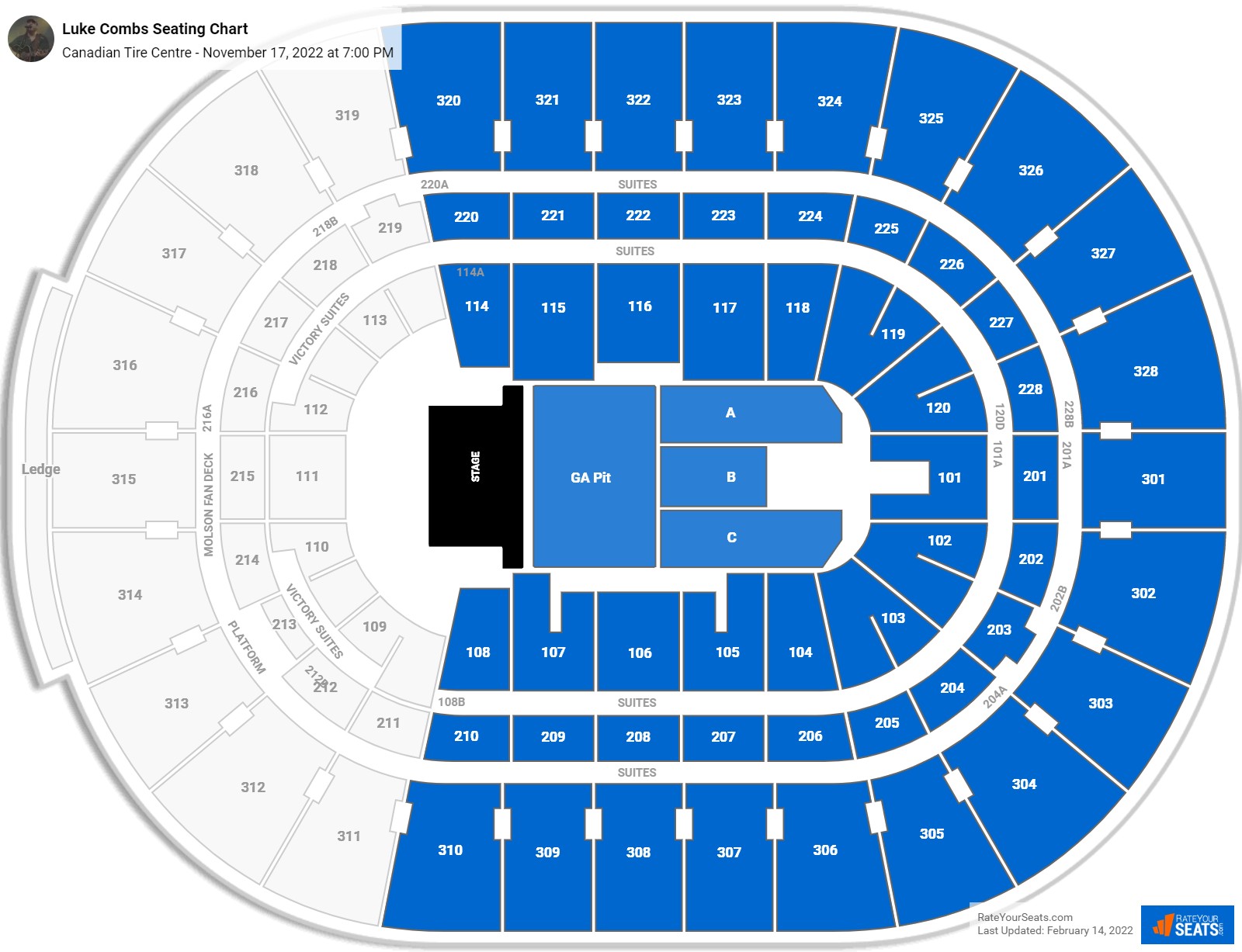 Canadian Tire Centre Concert Seating Chart - RateYourSeats.com