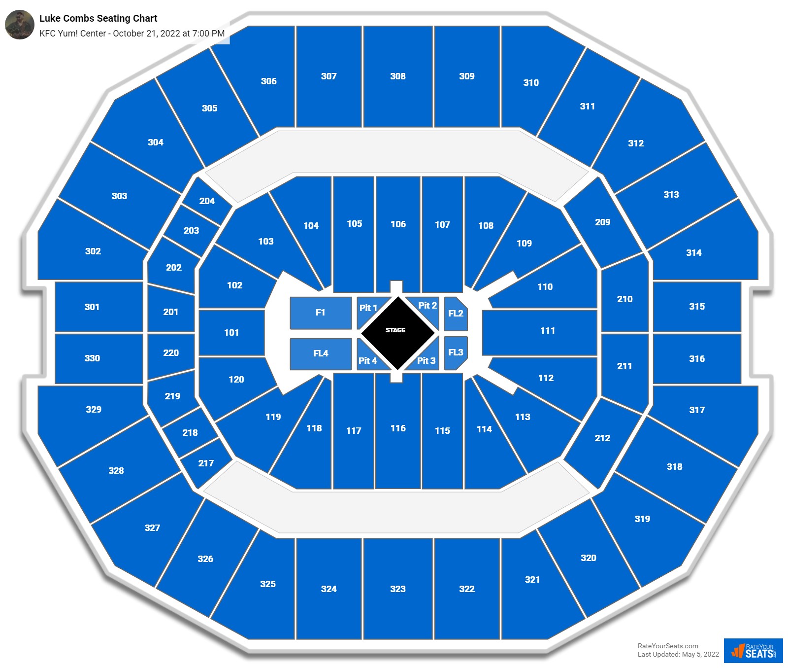 KFC Yum! Center Concert Seating Chart