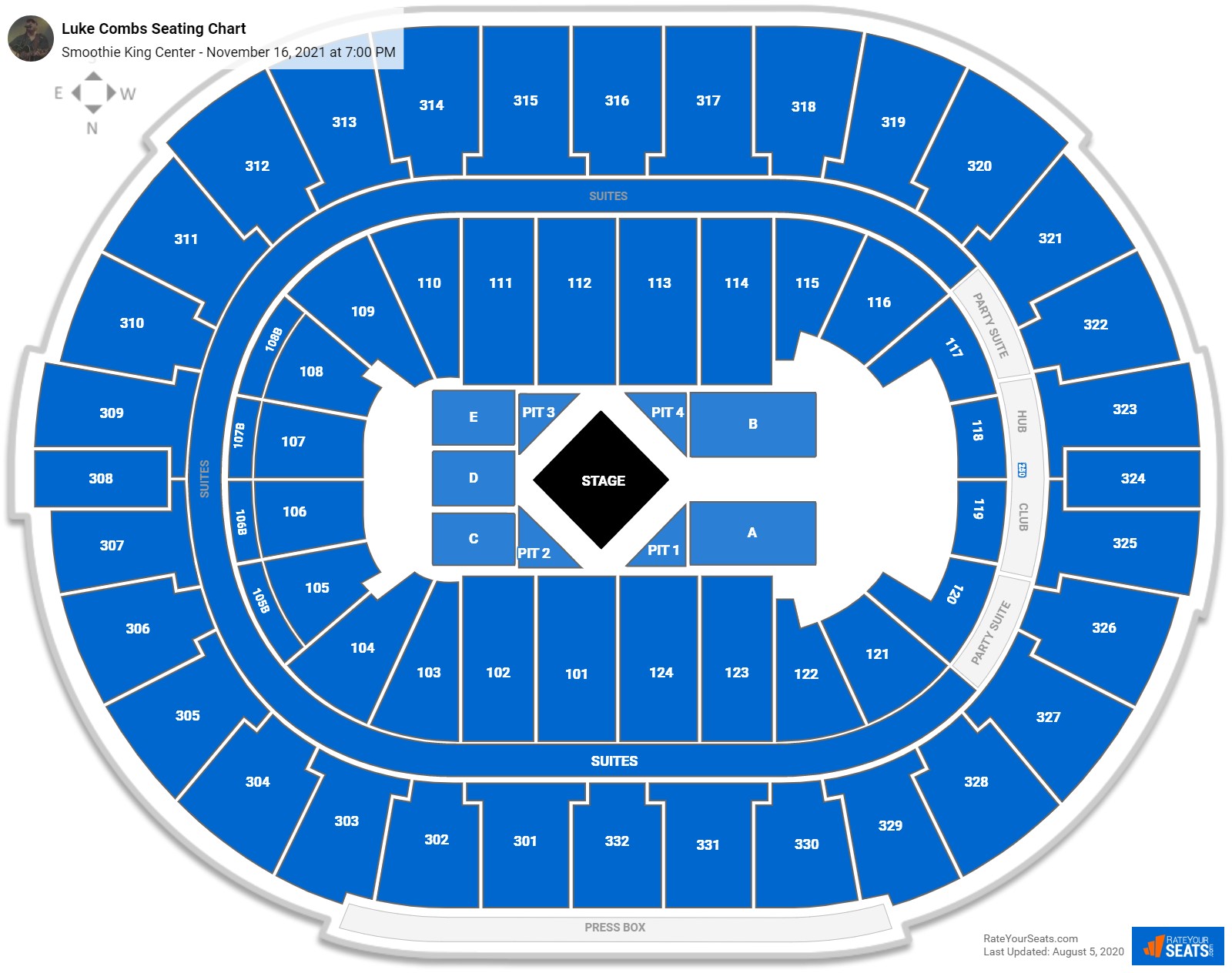 Smoothie King Center Seating Charts for Concerts