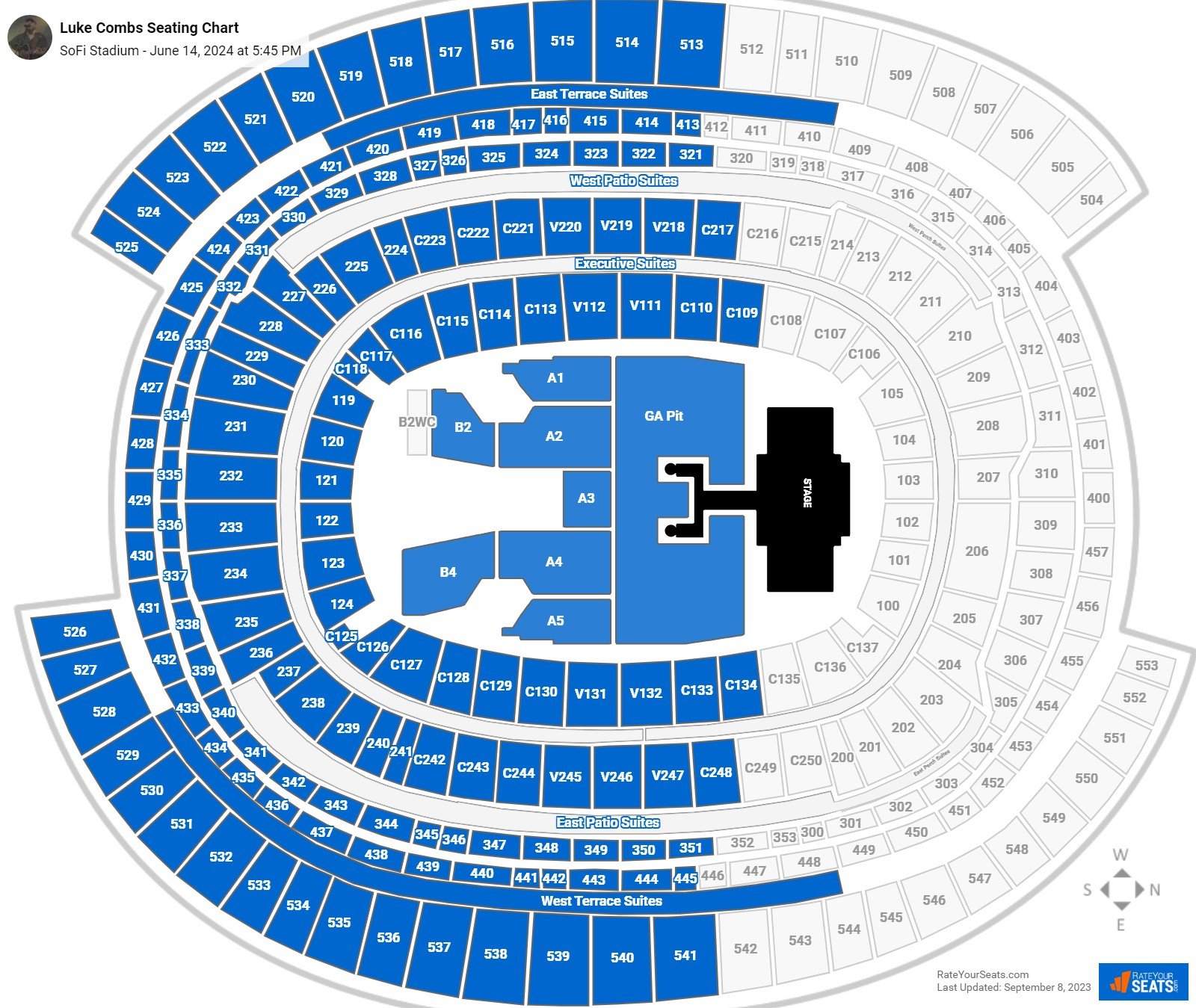 Luke Combs Sofi Stadium Seating Chart June 14 2024 4551289 