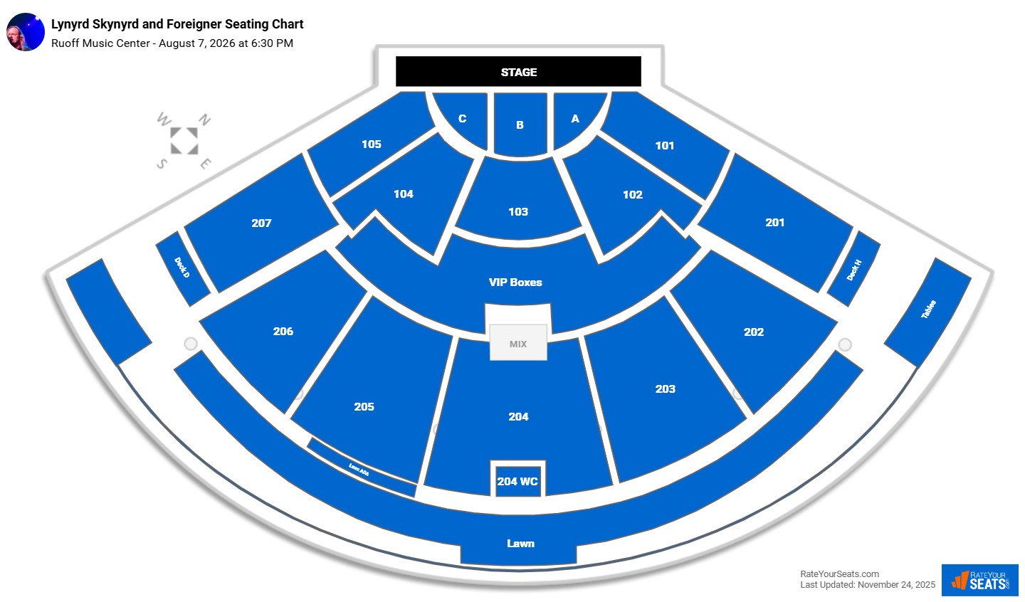 Lynyrd Skynyrd and Foreigner seating chart Ruoff Music Center