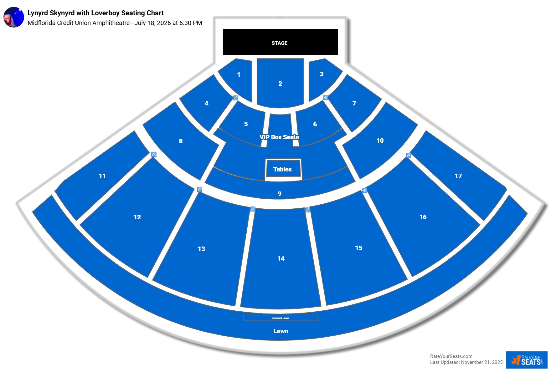 Lynyrd Skynyrd with Loverboy seating chart Midflorida Credit Union Amphitheatre