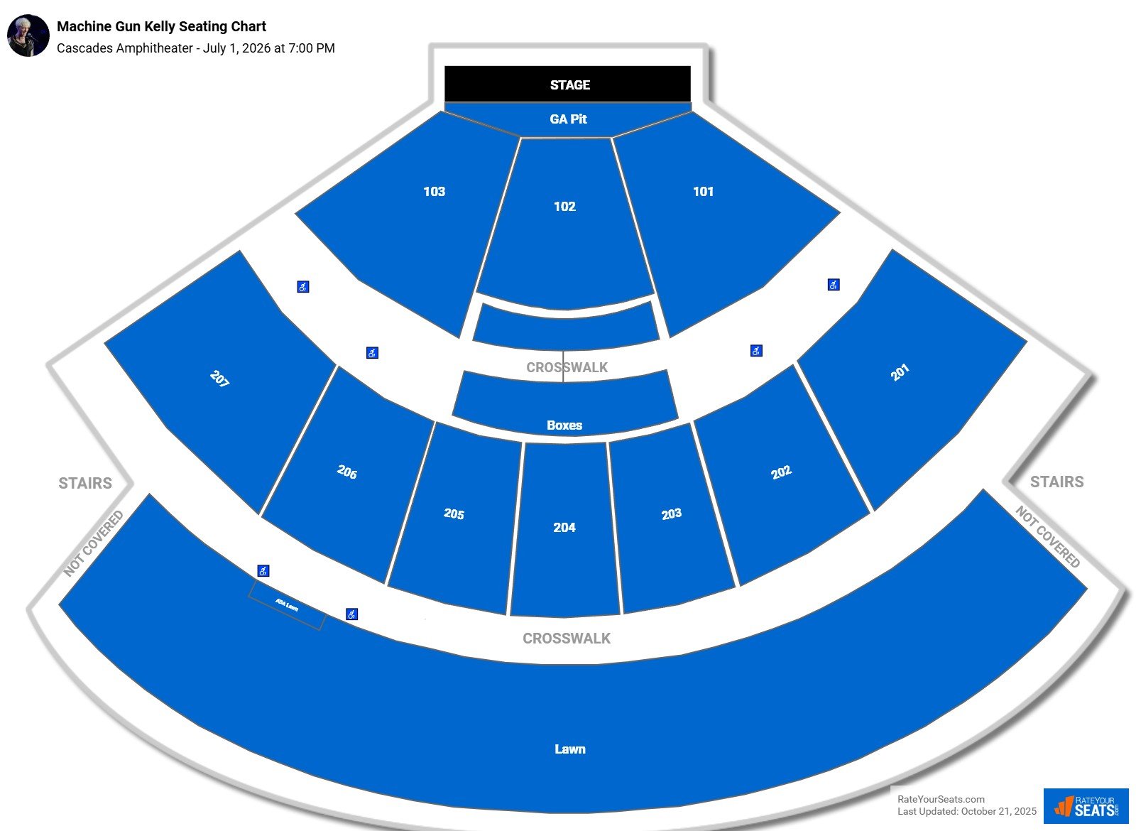 Machine Gun Kelly seating chart Cascades Amphitheater
