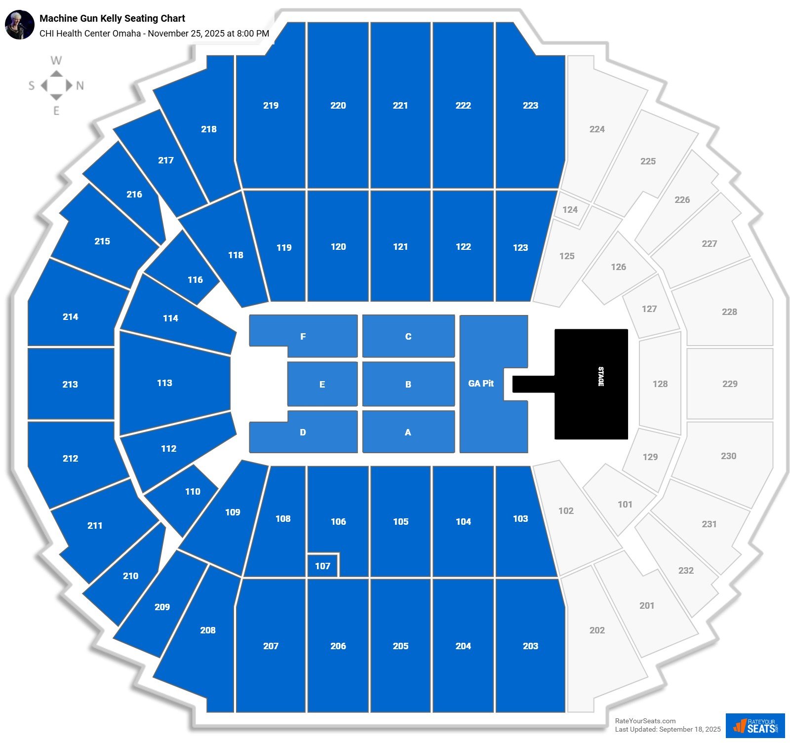 Machine Gun Kelly seating chart CHI Health Center Omaha