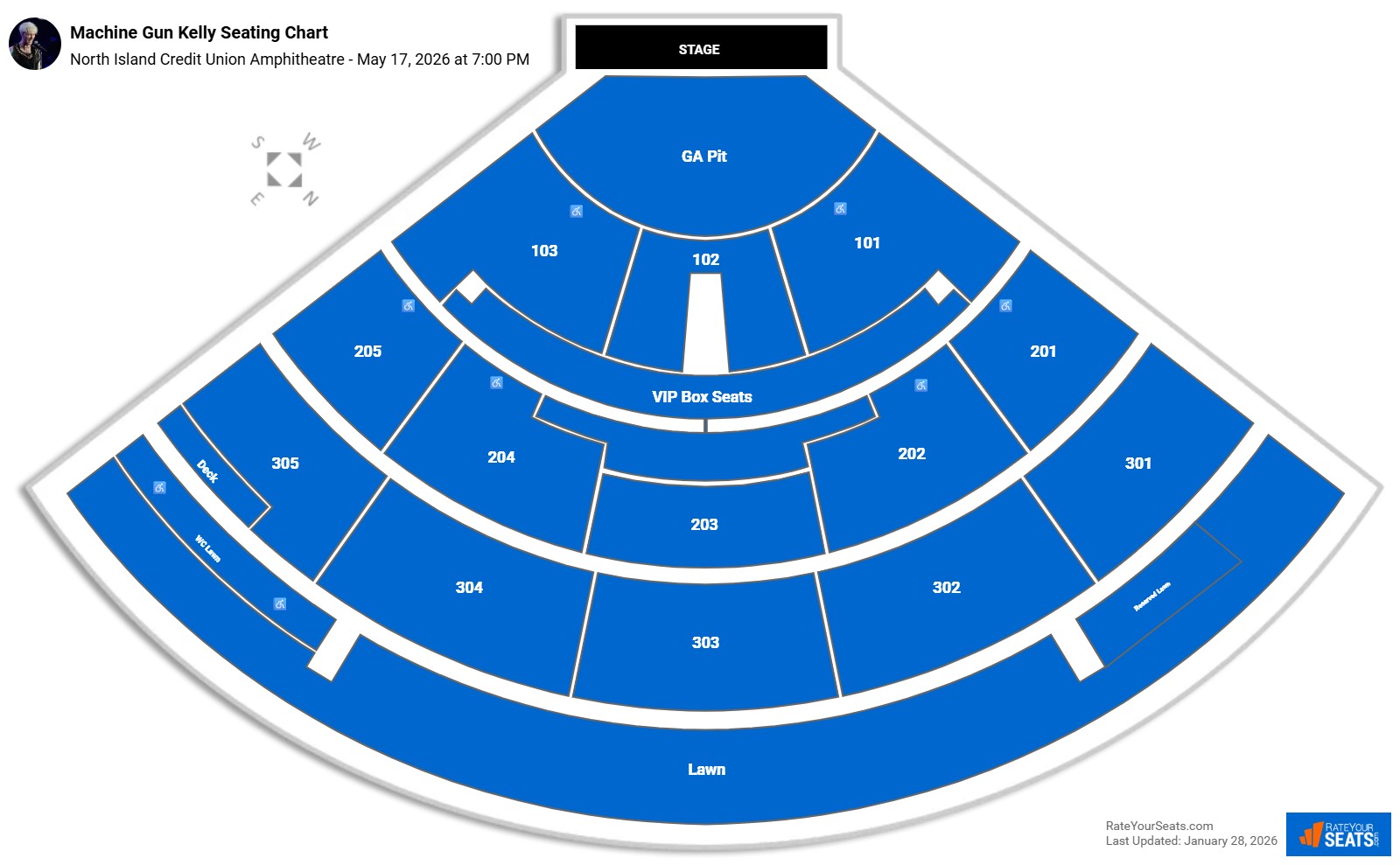 Machine Gun Kelly seating chart North Island Credit Union Amphitheatre (Chula Vista)