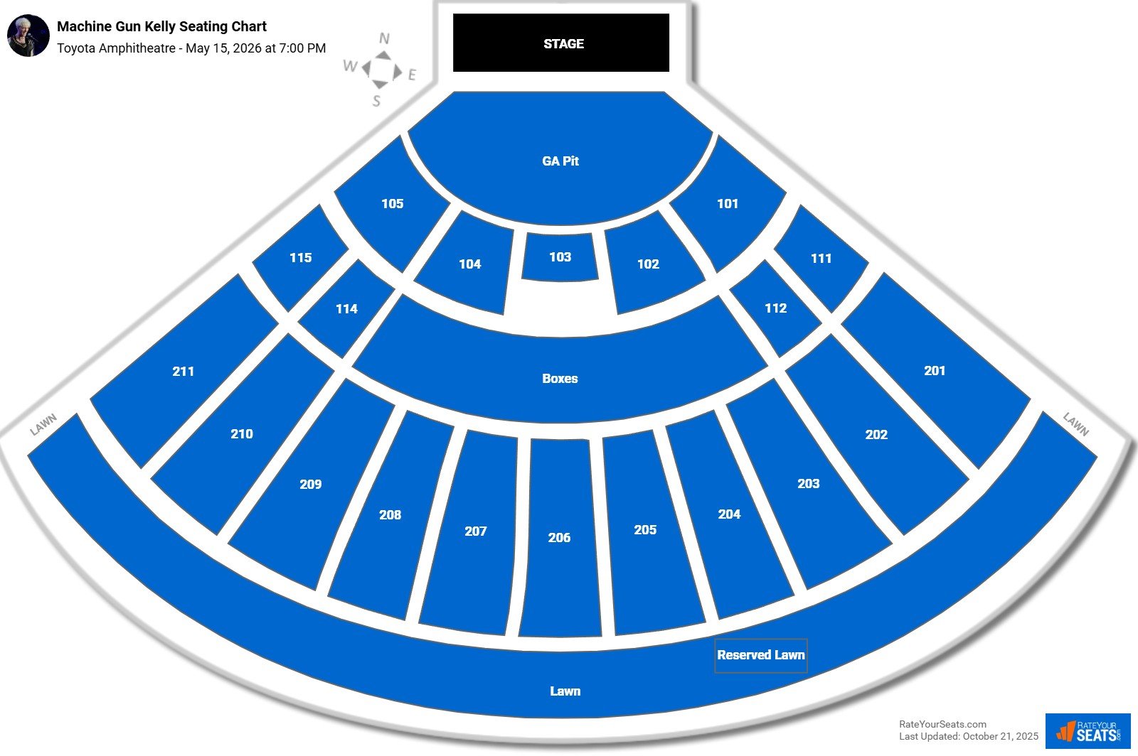 Machine Gun Kelly seating chart Toyota Amphitheatre