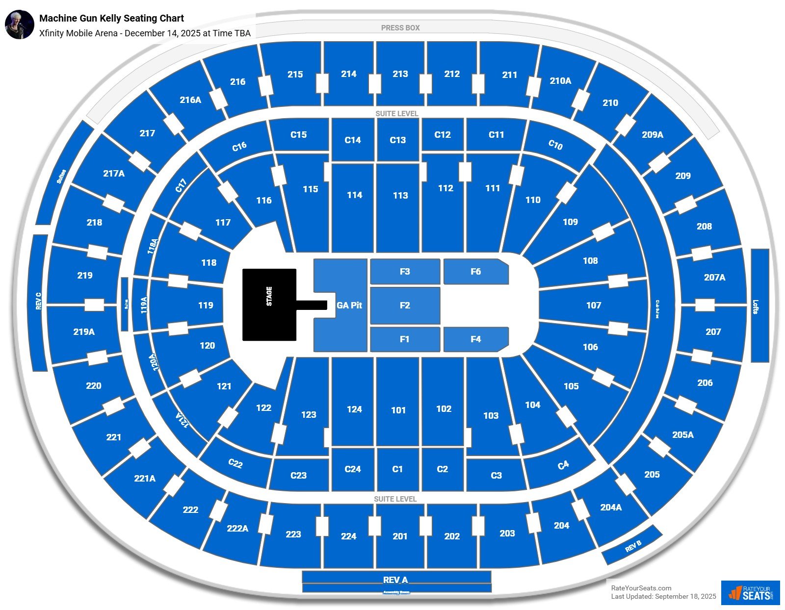 Machine Gun Kelly seating chart Xfinity Mobile Arena
