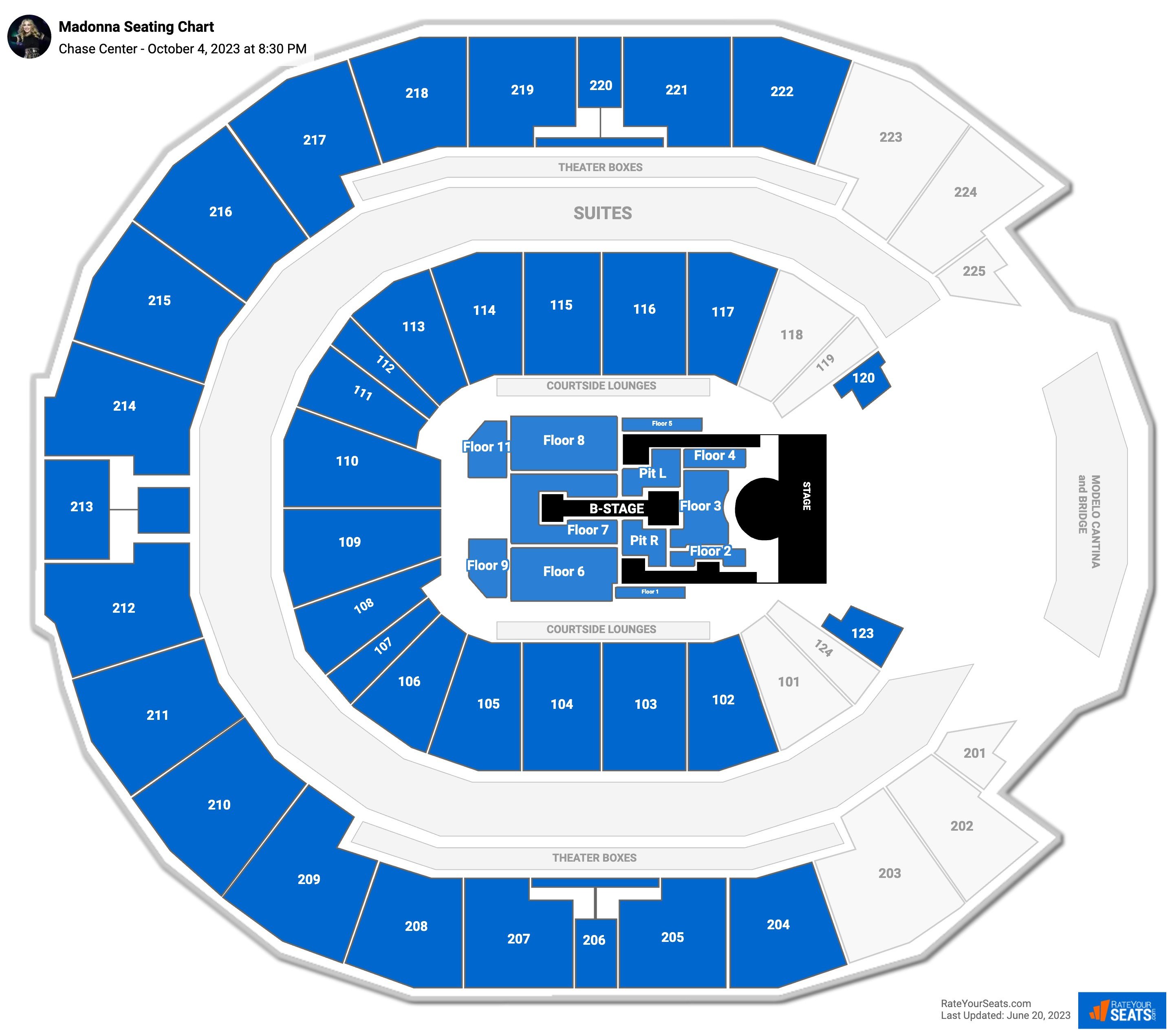 Chase Center Concert Seating Chart - RateYourSeats.com